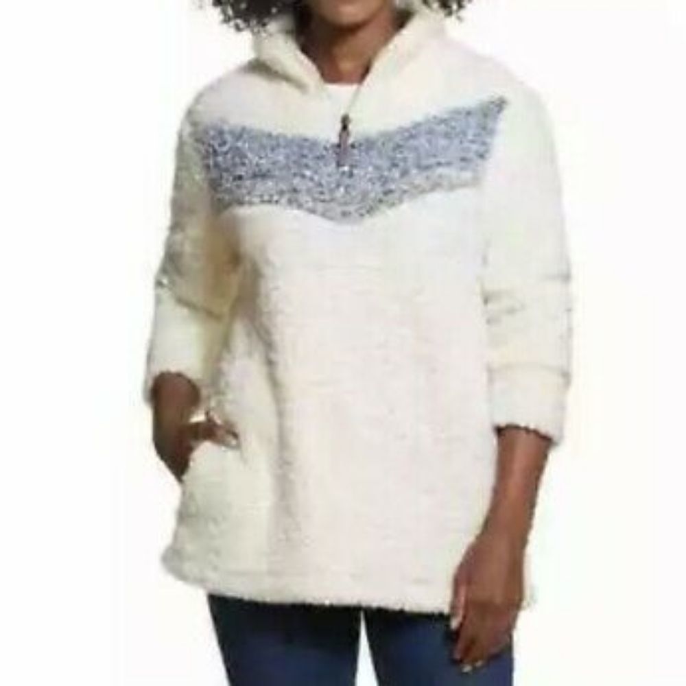 Weatherproof Vintage Cozy Faux Fur Sherpa Lined 1/4 Zip Pullover